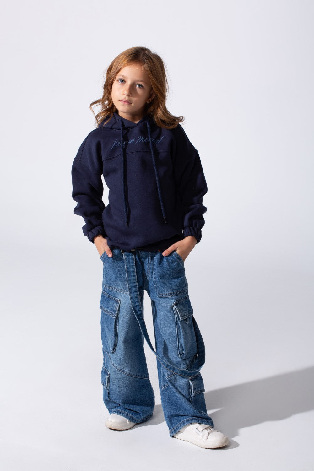 Girl's Oversized Melton Hooded Sweatshirt With A Comfortable Modern Fit