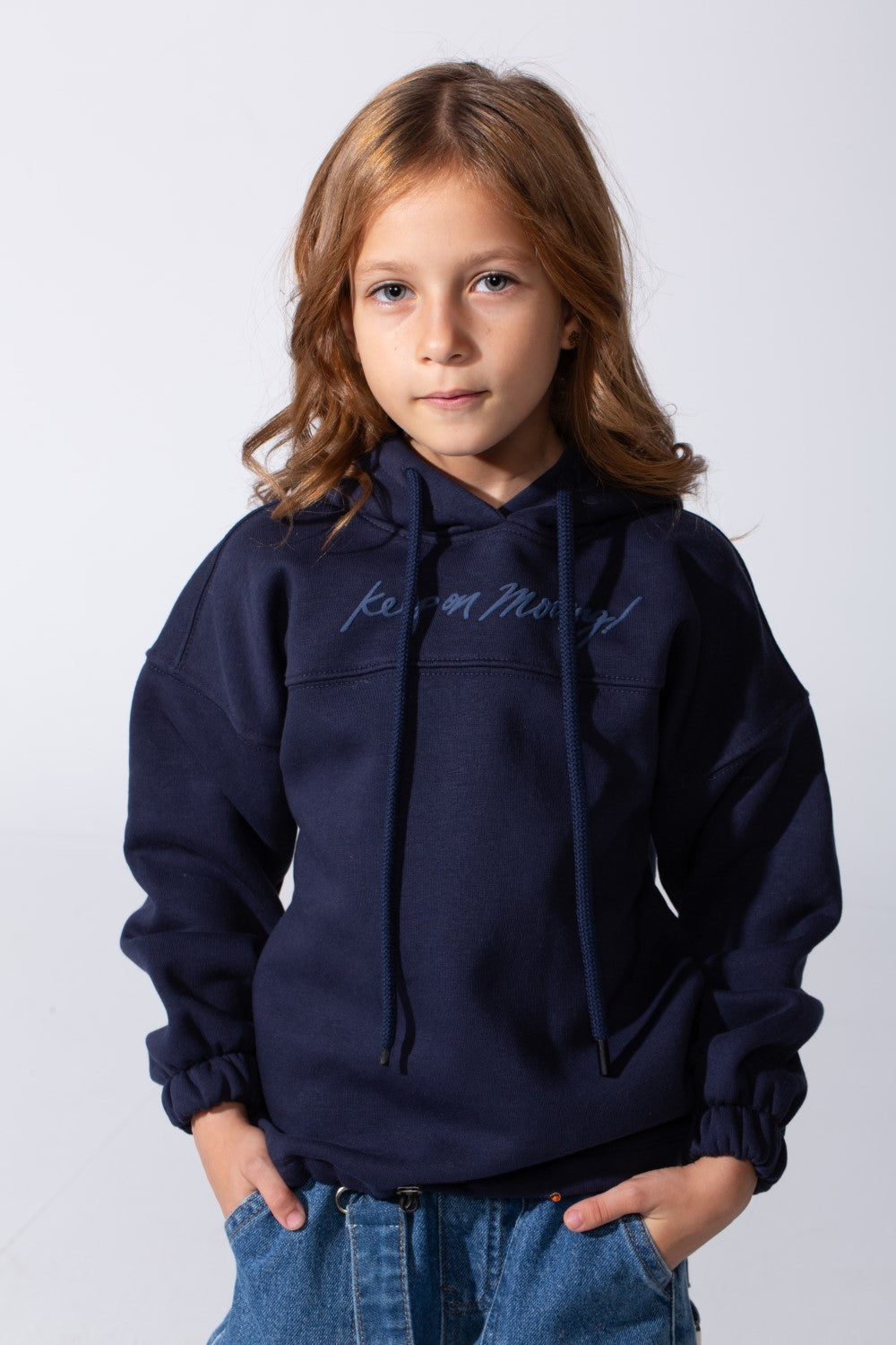 Girl's Oversized Melton Hooded Sweatshirt With A Comfortable Modern Fit