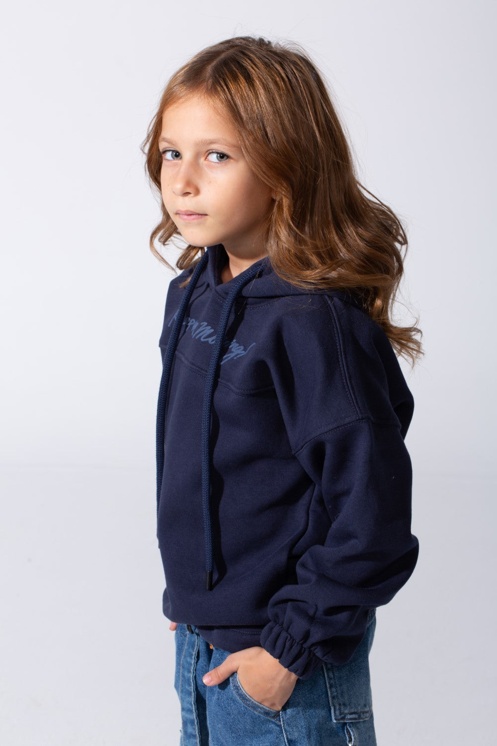 Girl's Oversized Melton Hooded Sweatshirt With A Comfortable Modern Fit