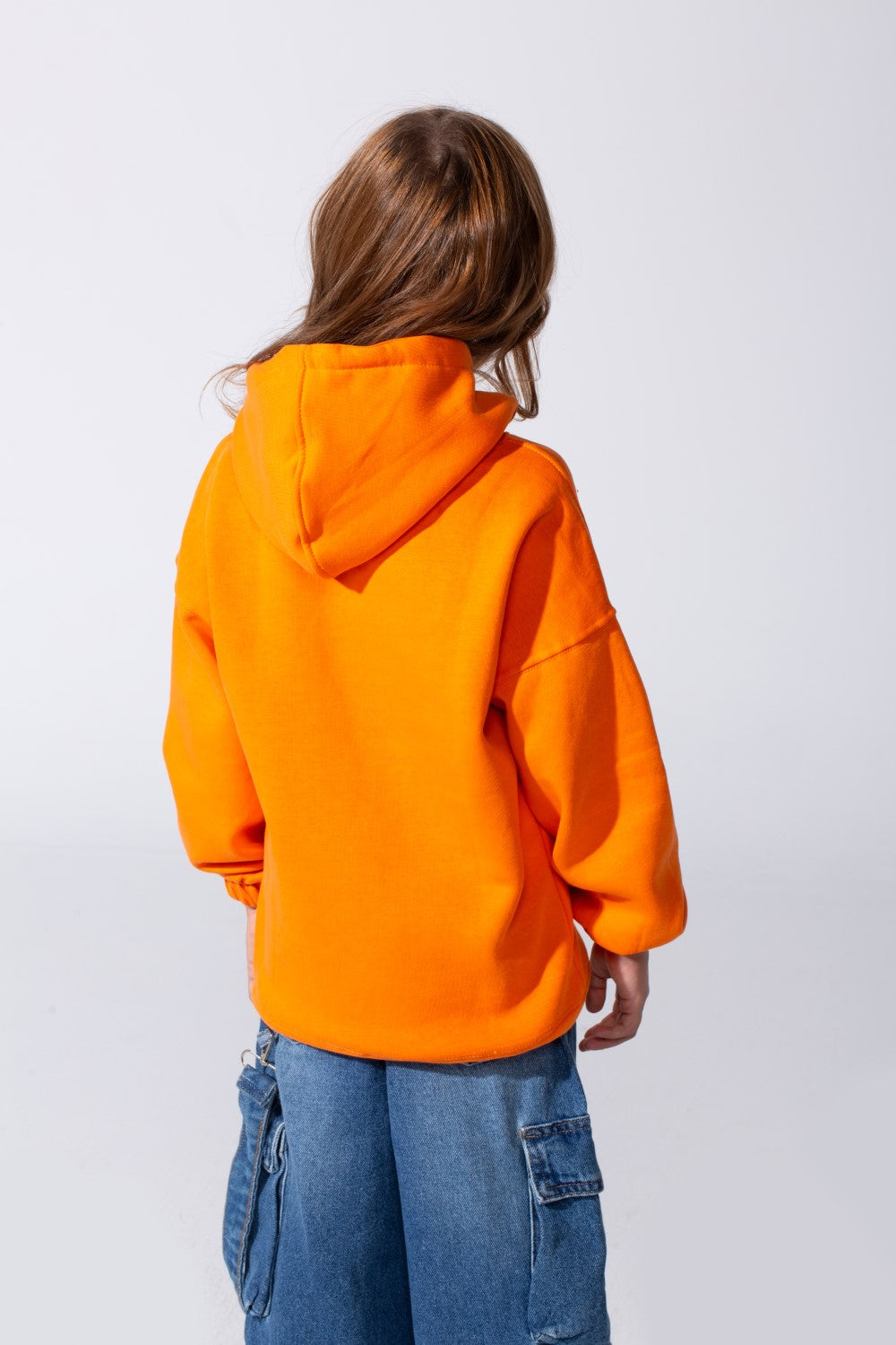 Girl's Oversized Melton Hooded Sweatshirt With A Comfortable Modern Fit