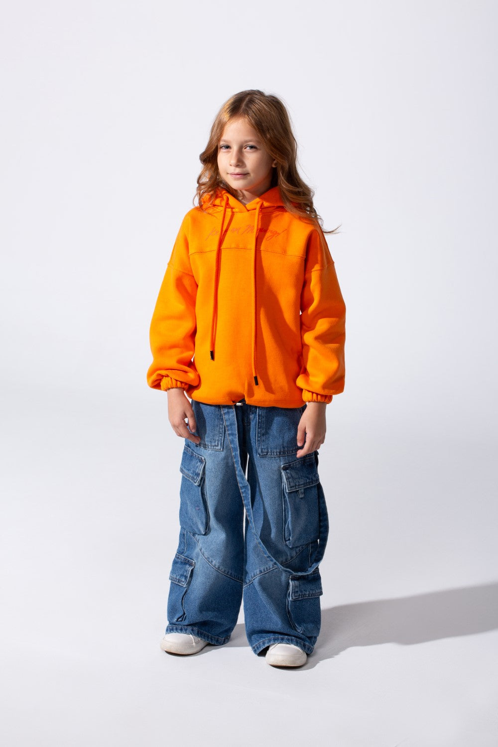 Girl's Oversized Melton Hooded Sweatshirt With A Comfortable Modern Fit