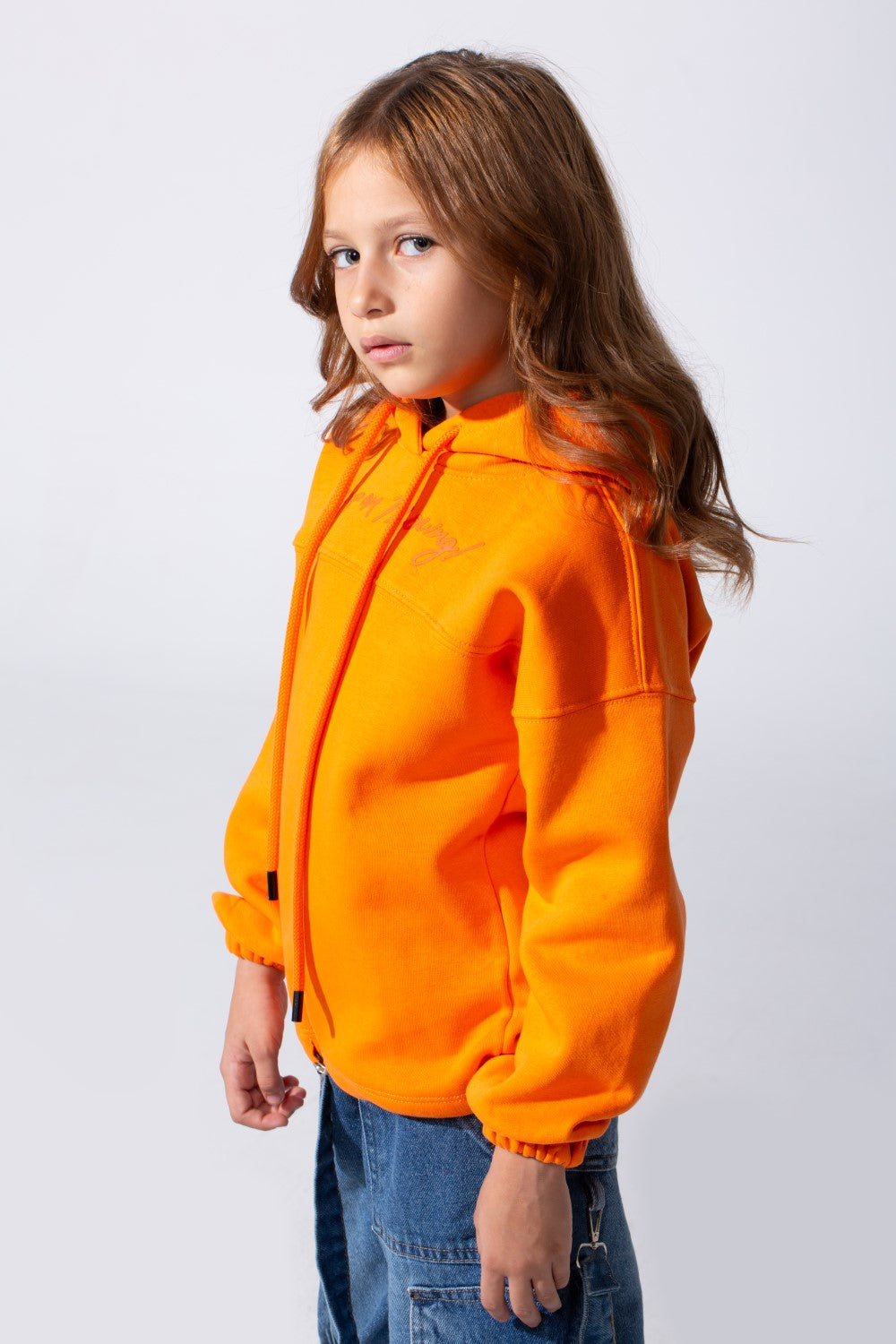 Girl's Oversized Melton Hooded Sweatshirt With A Comfortable Modern Fit