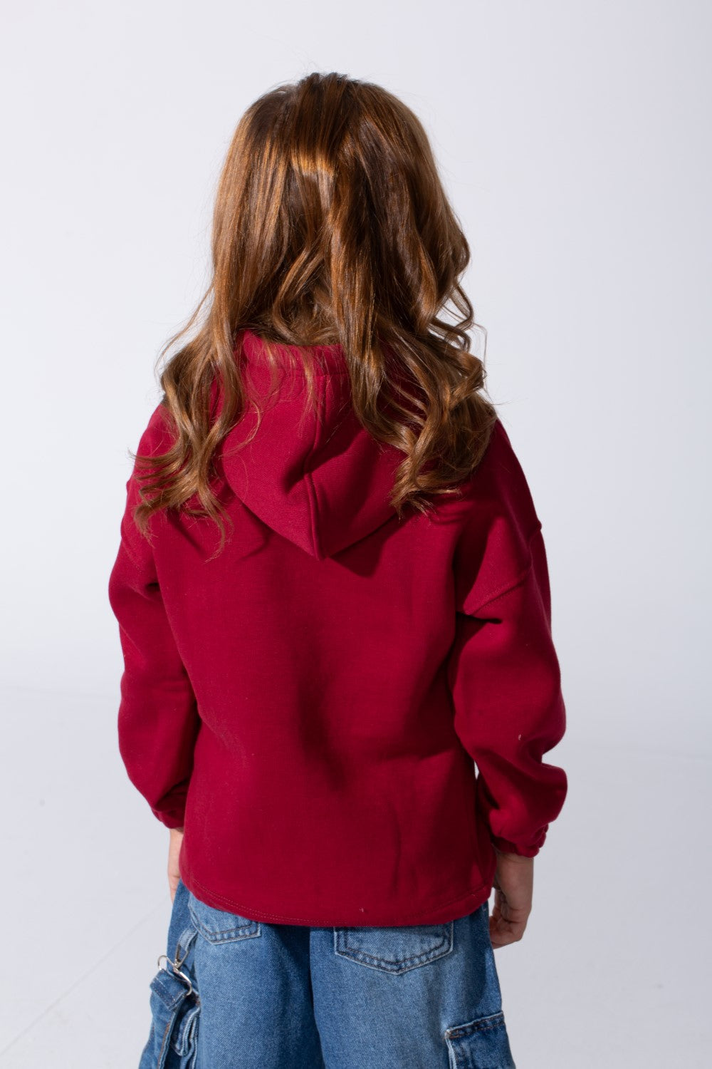 Girl's Oversized Melton Hooded Sweatshirt With A Comfortable Modern Fit