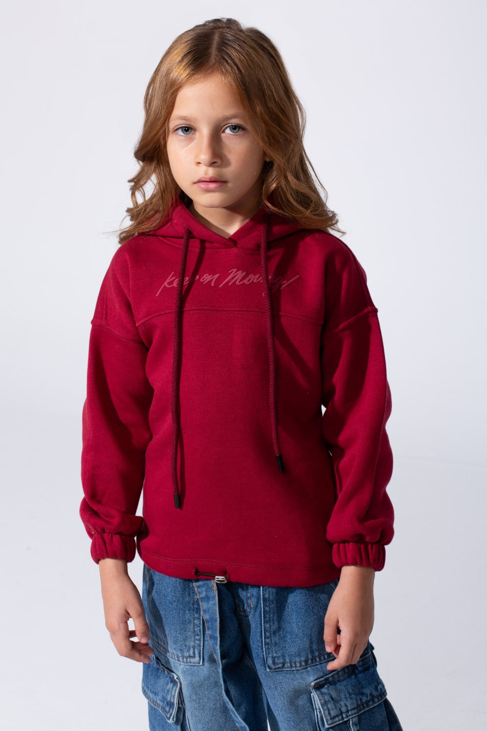 Girl's Oversized Melton Hooded Sweatshirt With A Comfortable Modern Fit
