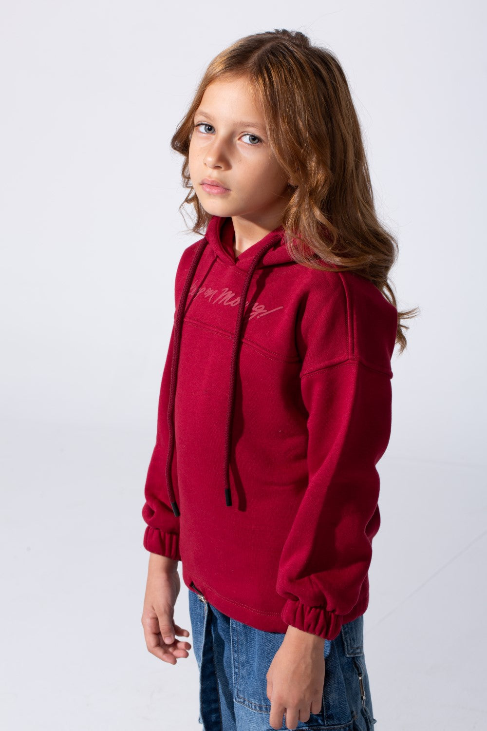 Girl's Oversized Melton Hooded Sweatshirt With A Comfortable Modern Fit