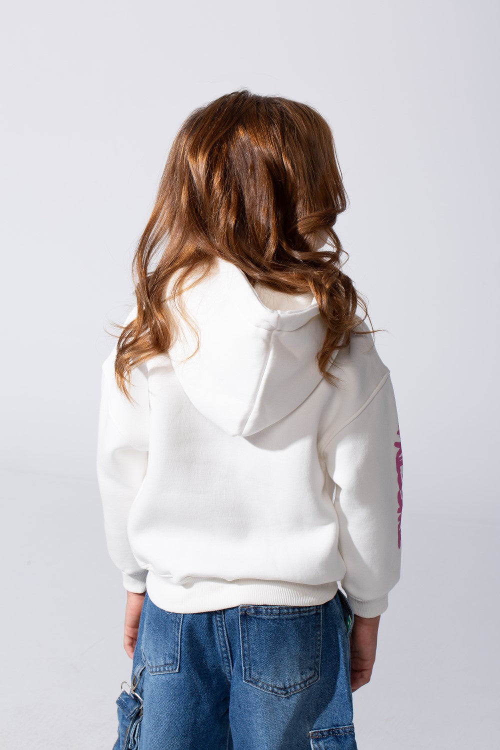 Girl's Slim Fit Melton Hoodie Sweatshirt With Long Sleeves And Front Print