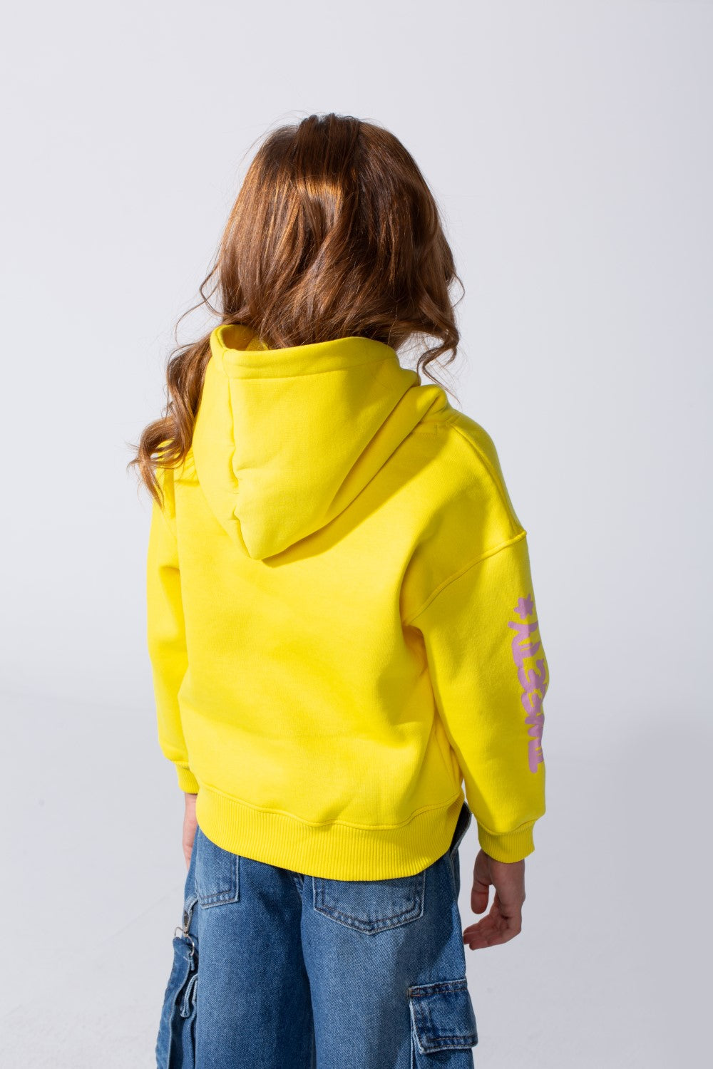 Girl's Slim Fit Melton Hoodie Sweatshirt With Long Sleeves And Front Print