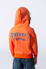 Girl's Hood Sweatshirt With Zipper Featuring Star Prints