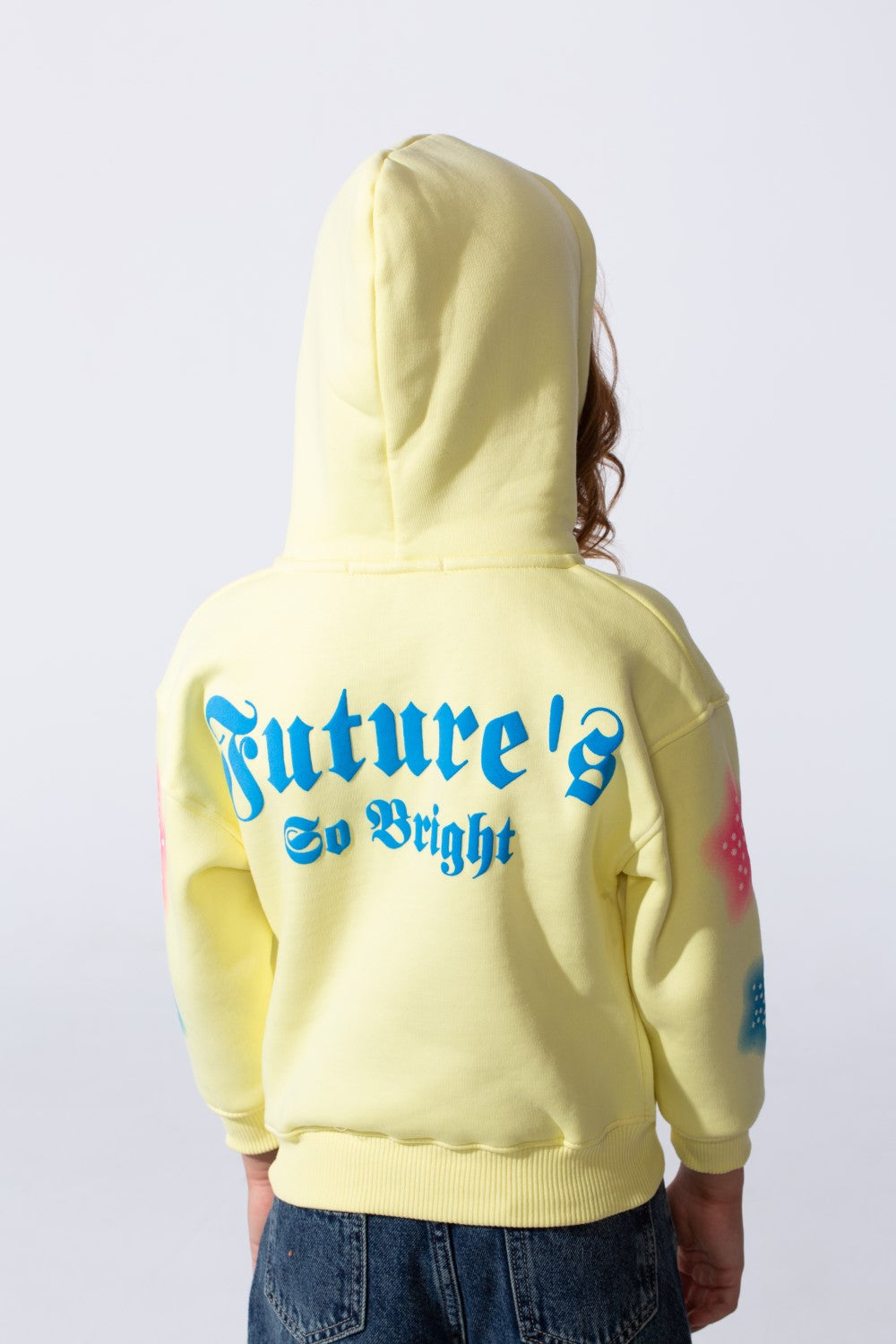 Girl's Hood Sweatshirt With Zipper Featuring Star Prints