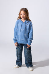 Girl's Long Sleeved Bow Prints Hood Pullover