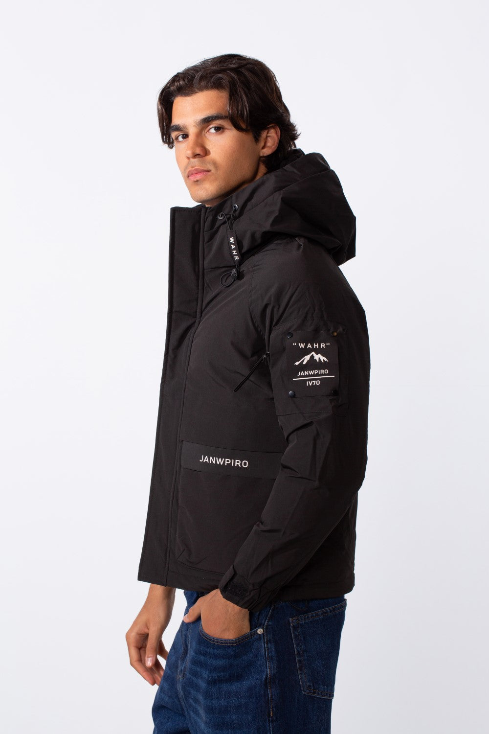 Men's Tomato Text Print Hooded Zip-Up Jacket