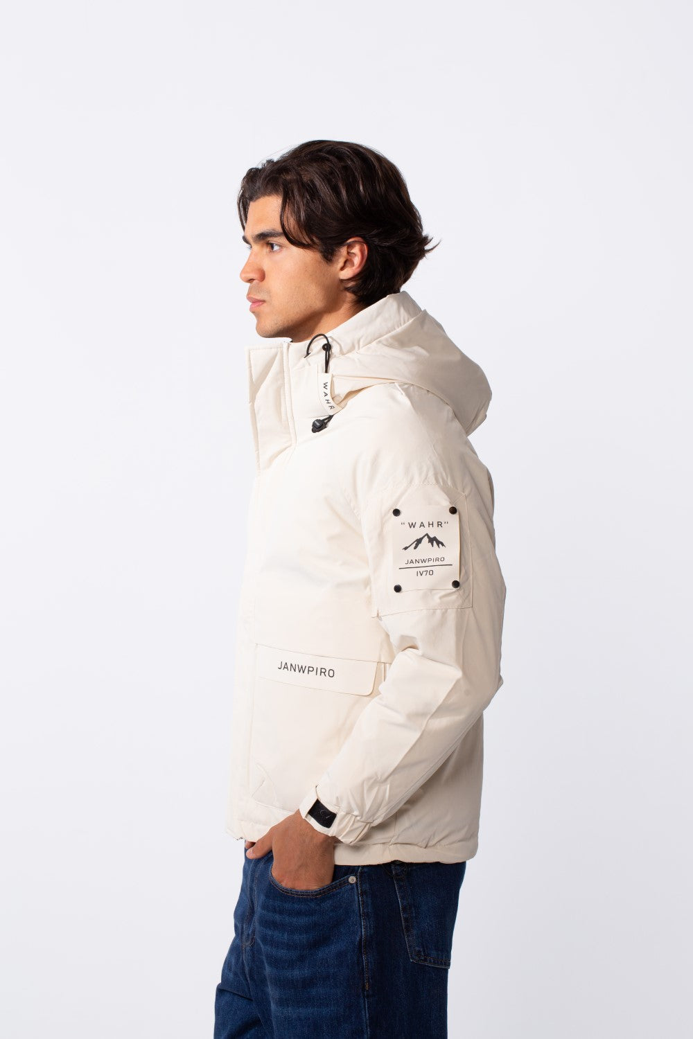 Men's Tomato Text Print Hooded Zip-Up Jacket