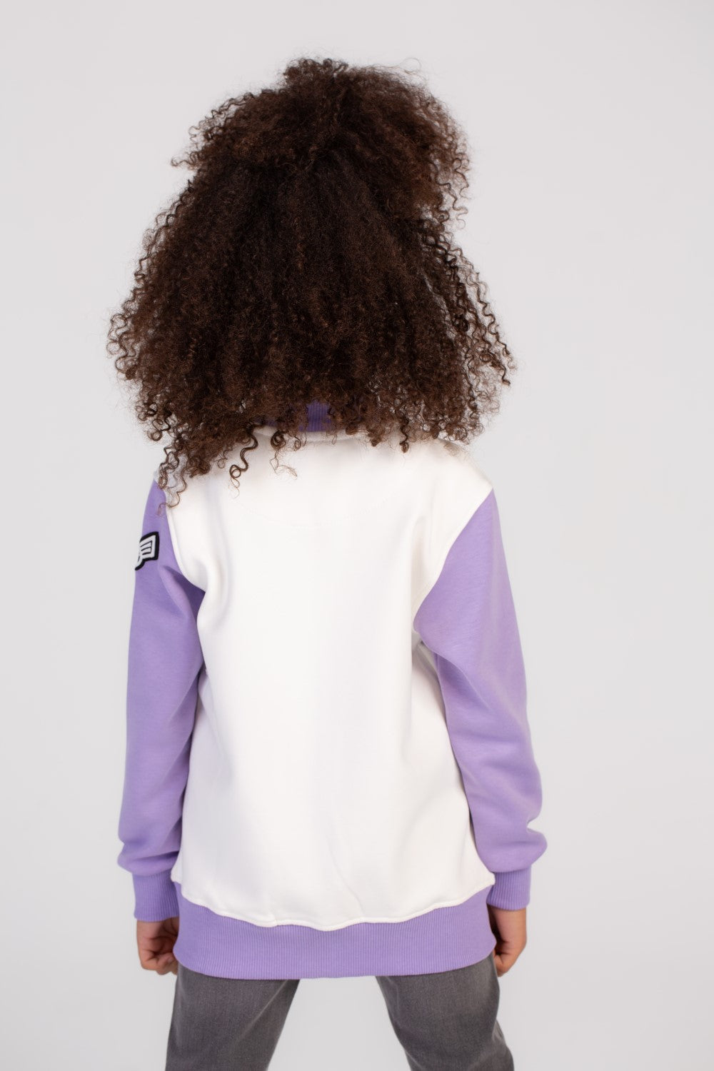 Girl's Full Zipper Padded Front Printed Hooded Padded Round Sweatshirt