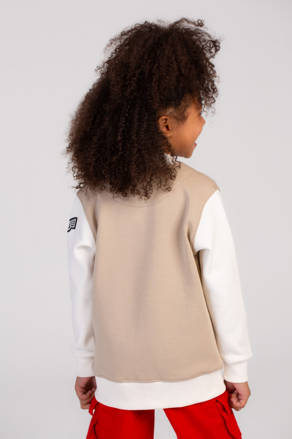 Girl's Full Zipper Padded Front Printed Hooded Padded Round Sweatshirt