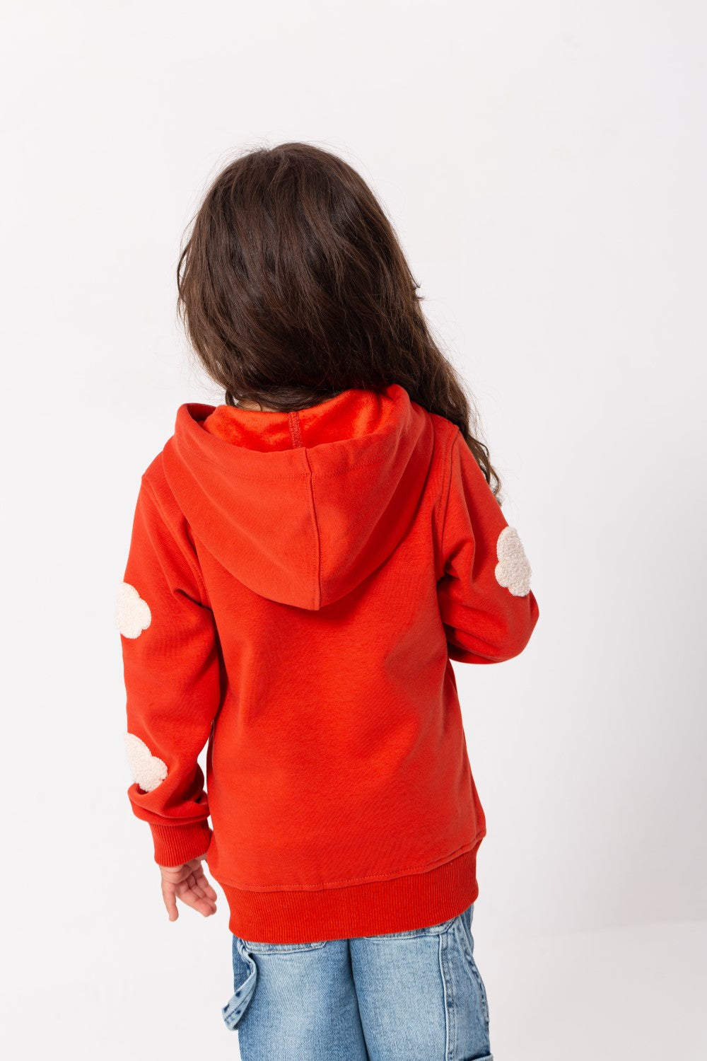 Girl's Full Zipper Padded Front Printed Hooded Padded Sweatshirt