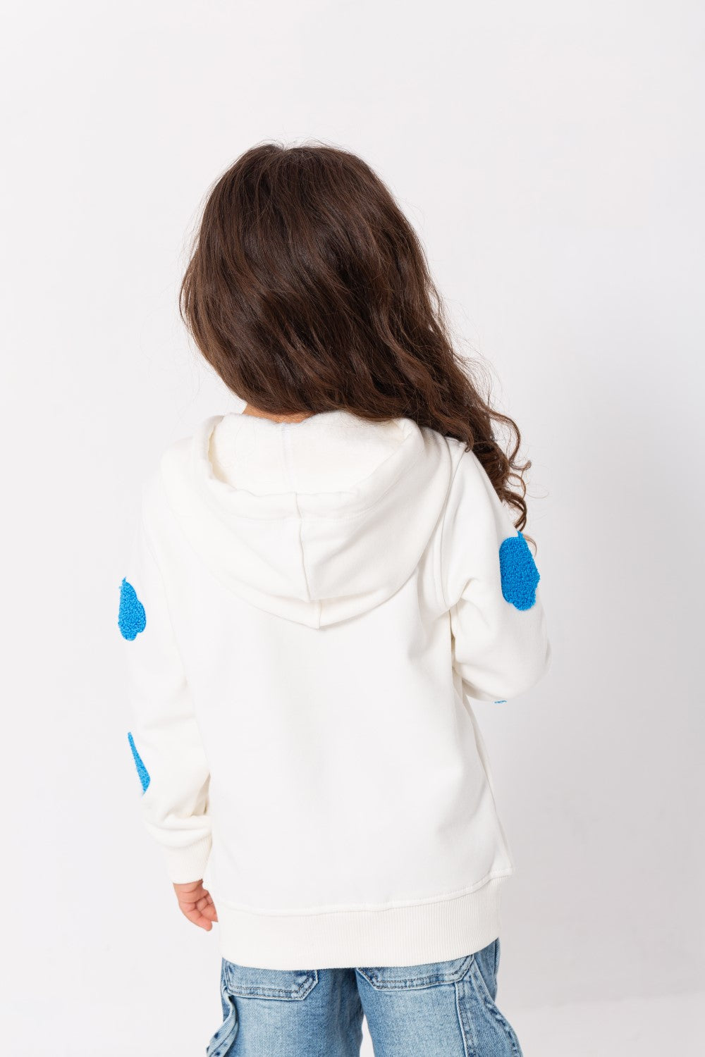 Girl's Full Zipper Padded Front Printed Hooded Padded Sweatshirt