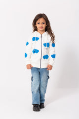 Girl's Full Zipper Padded Front Printed Hooded Padded Sweatshirt