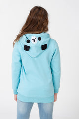 Girl's Sweatshirt With A Hood And A Front Zipper