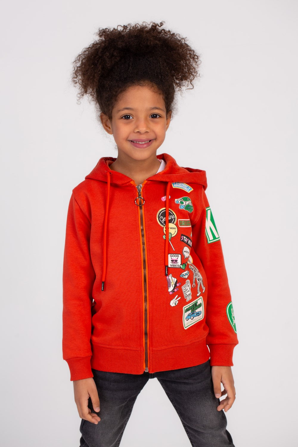 Girl's Front Printed Padded Hooded Cozy In Style Sweatshirt