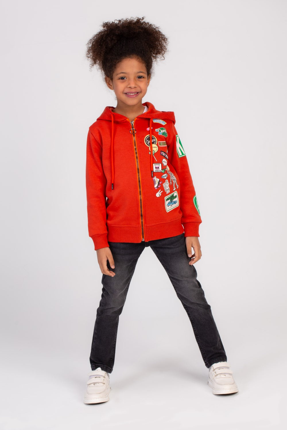 Girl's Front Printed Padded Hooded Cozy In Style Sweatshirt