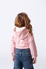 Girl's Trendy Slim Fit Cropped Hood Sweatshirt With Zipper And Front Pockets