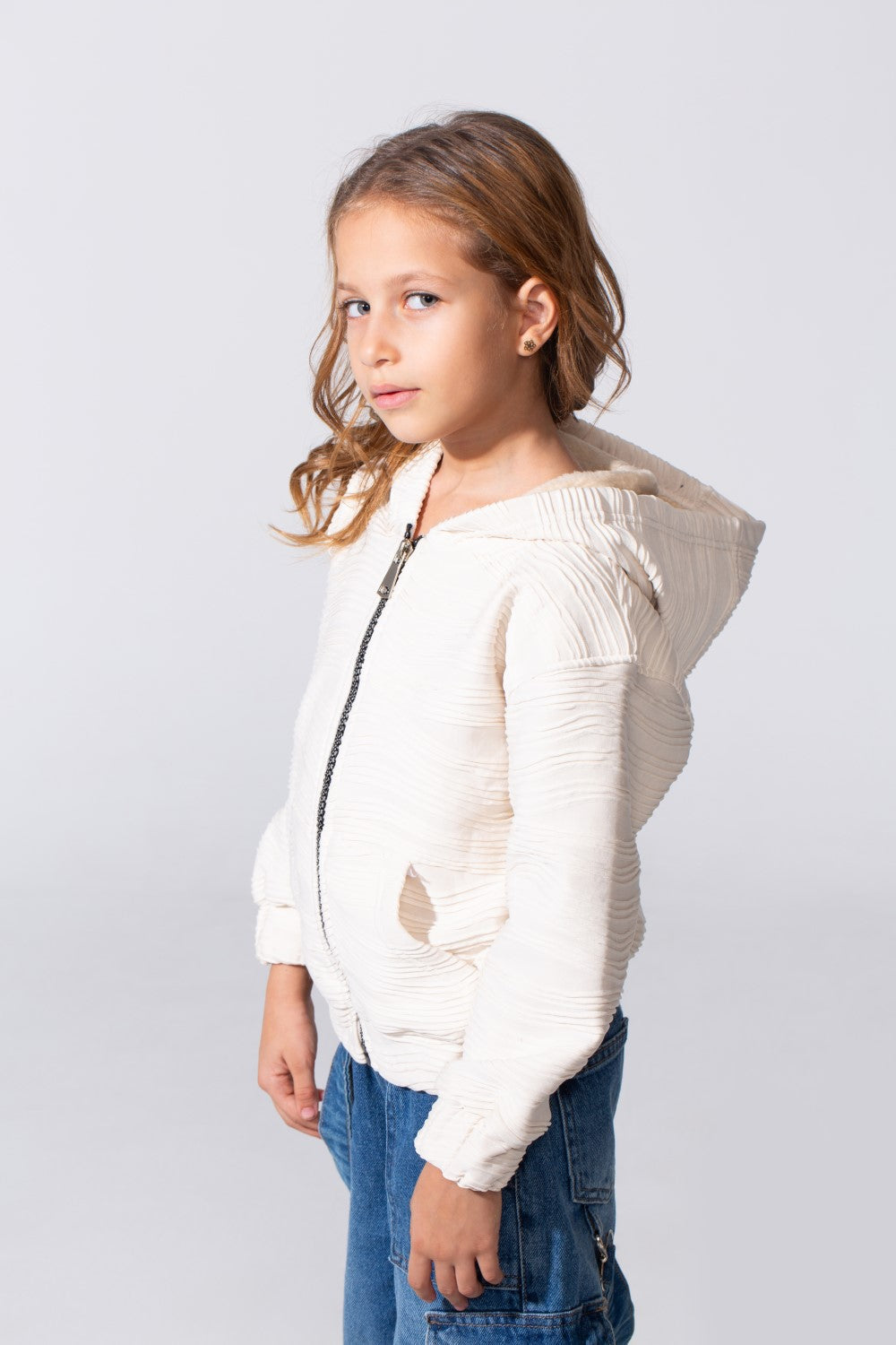 Girl's Slim Fit Full Zip Hoodie Sweatshirt With Front Pockets