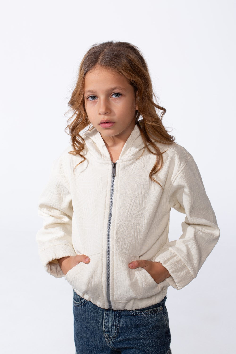 Girl's Slim Fit Zip Up Hood Sweatshirt With Side Pockets