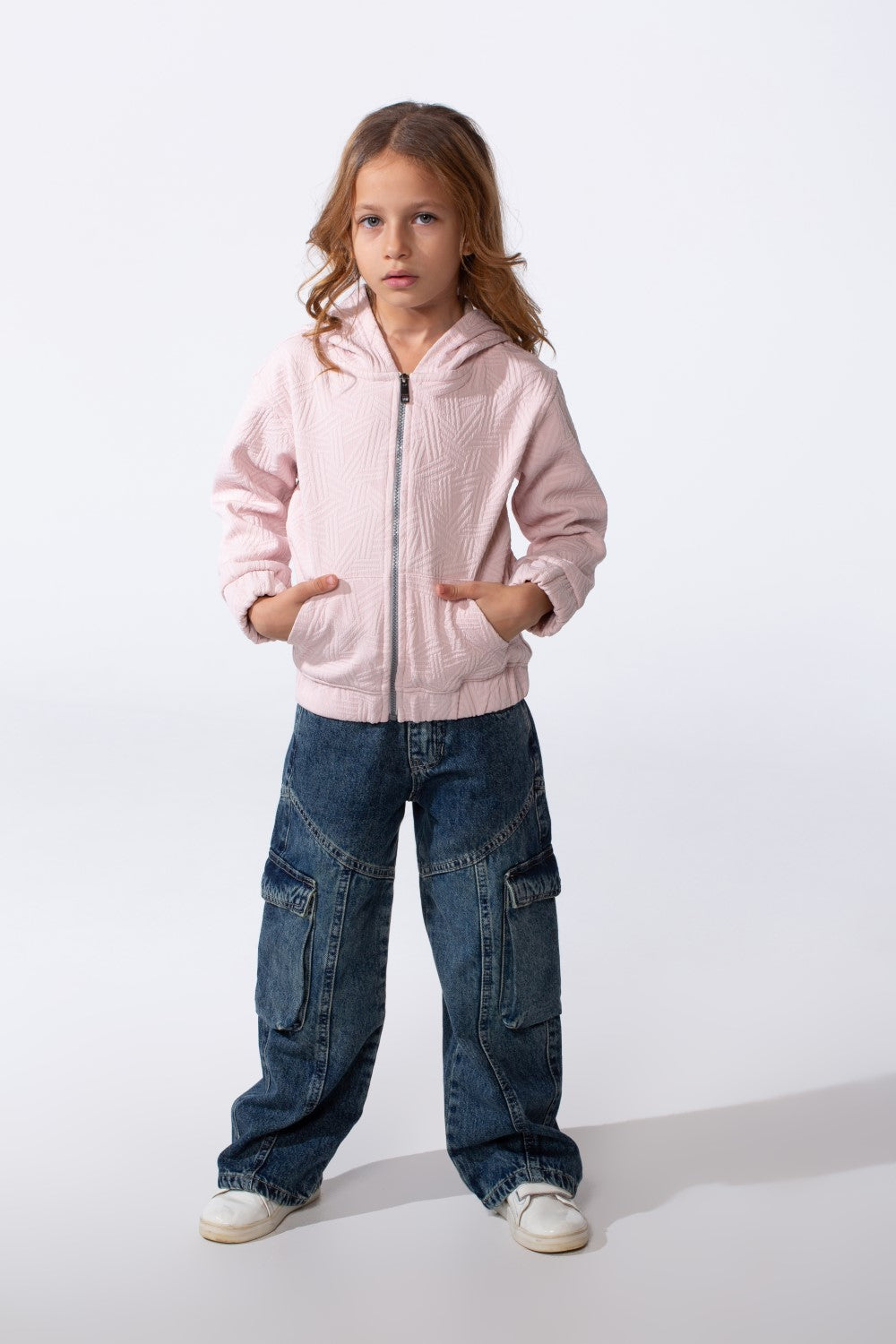 Girl's Slim Fit Zip Up Hood Sweatshirt With Side Pockets