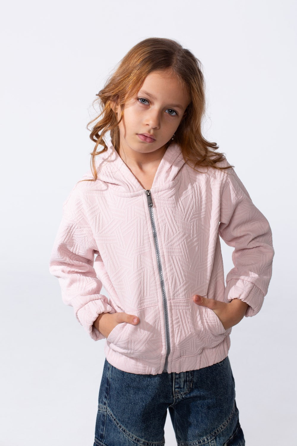 Girl's Slim Fit Zip Up Hood Sweatshirt With Side Pockets