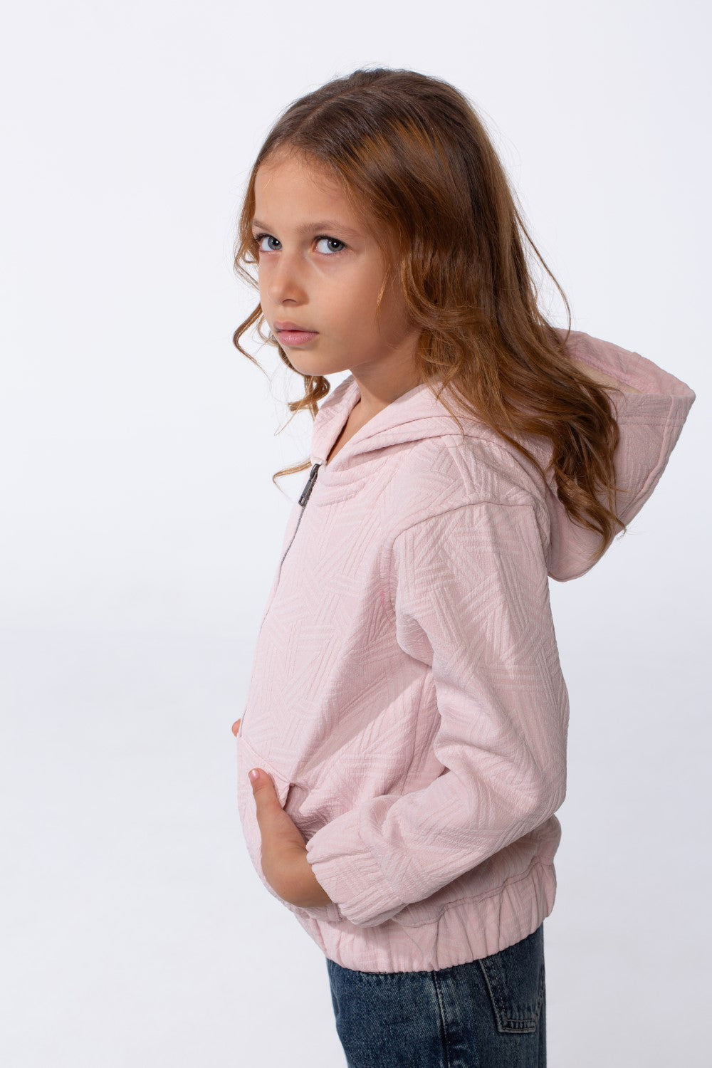 Girl's Slim Fit Zip Up Hood Sweatshirt With Side Pockets