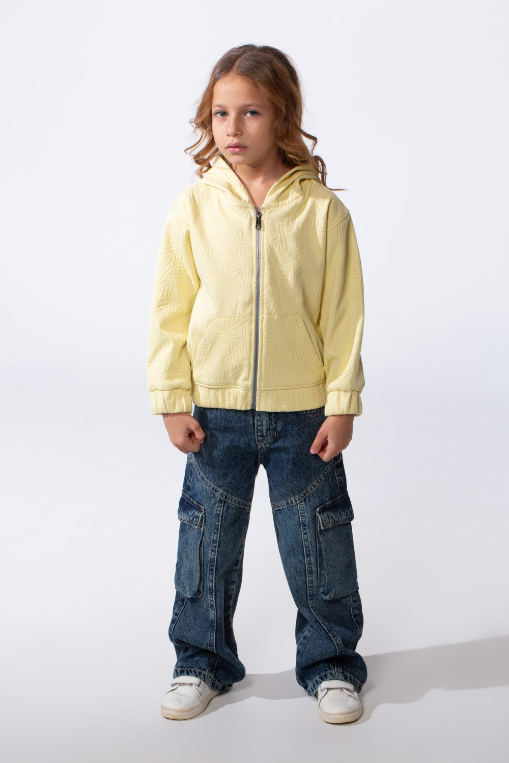 Girl's Slim Fit Zip Up Hood Sweatshirt With Side Pockets