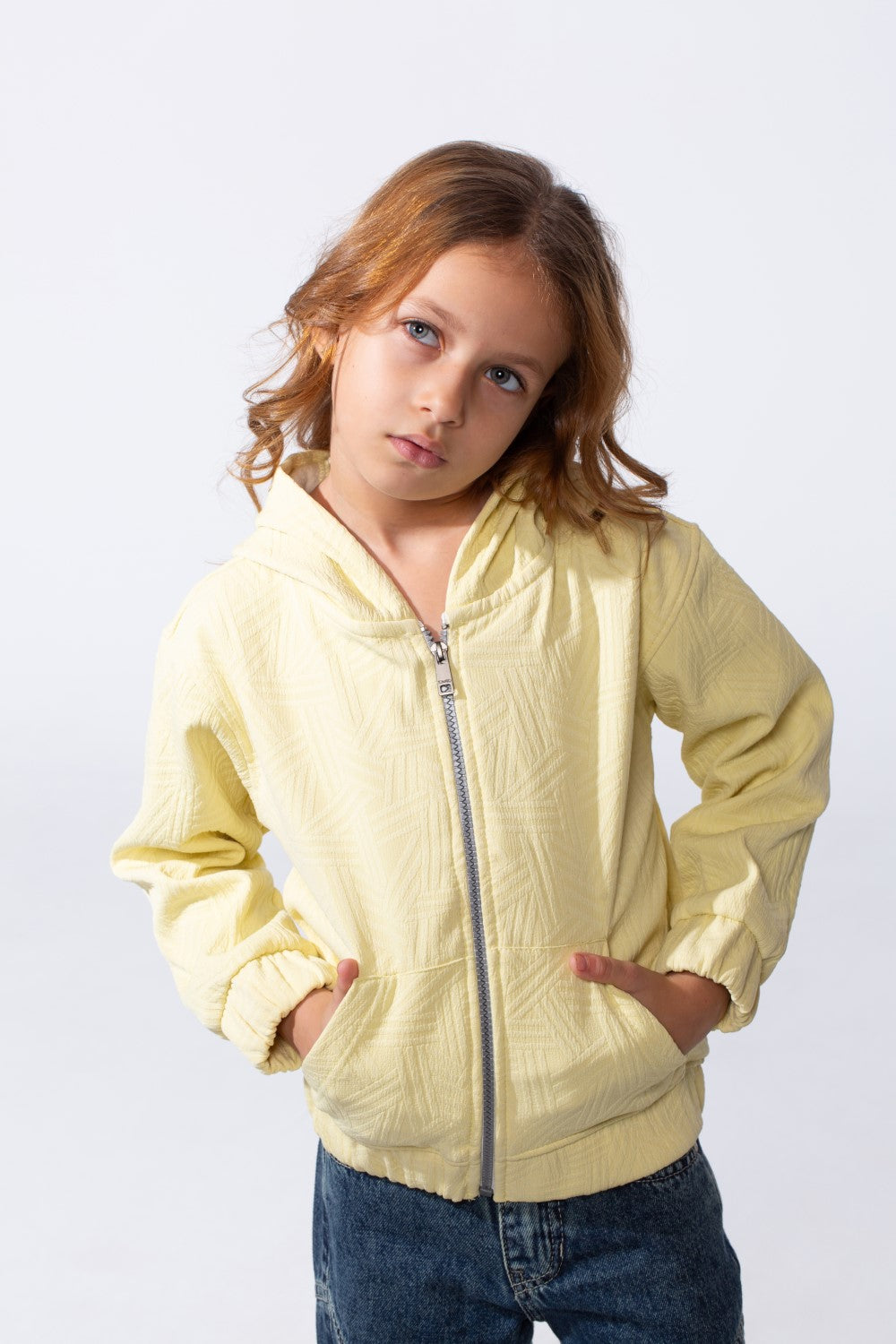 Girl's Slim Fit Zip Up Hood Sweatshirt With Side Pockets