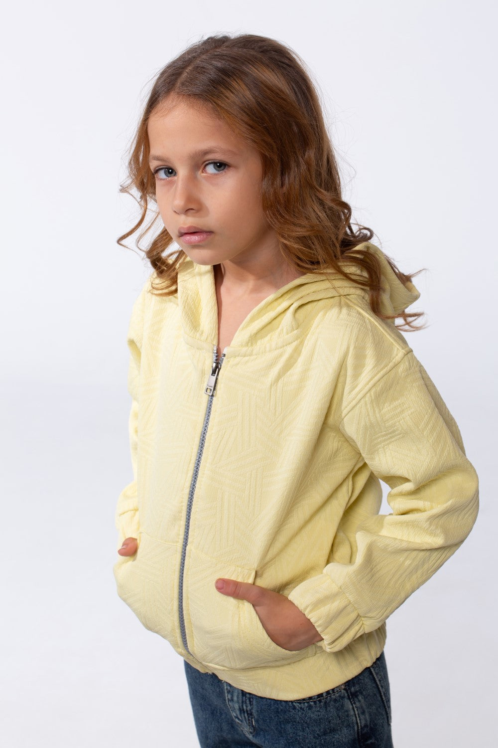 Girl's Slim Fit Zip Up Hood Sweatshirt With Side Pockets