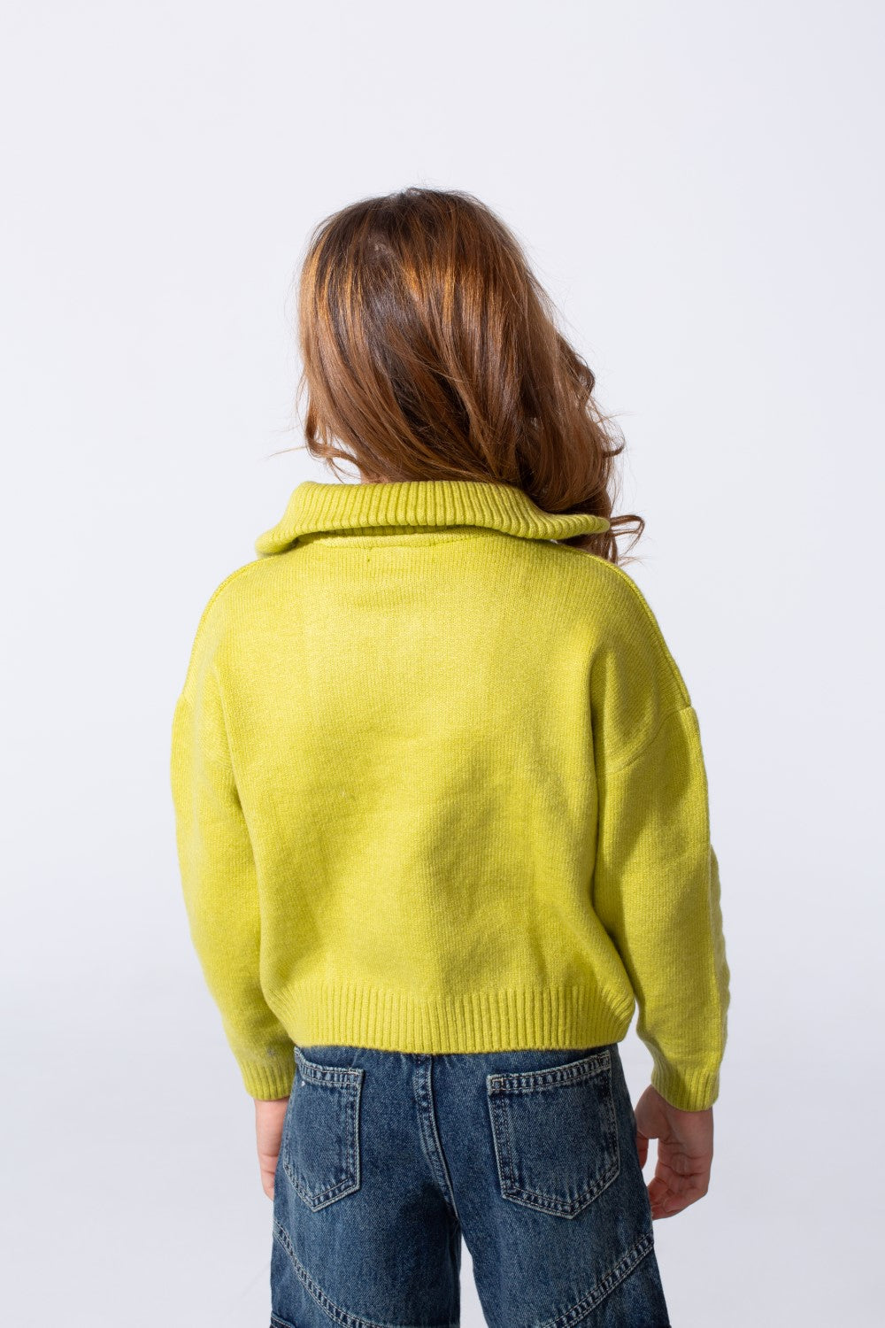 Girl's Basic Long Sleeves Pullover With A High Neck & Half Front Zipper