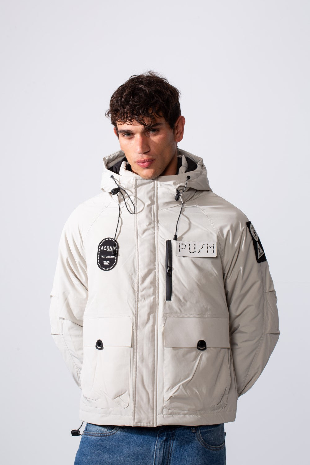 Men's Warm Lining Hooded Waterproof Jacket With Multiple Pockets