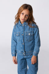 طقم دنيم أساسي عصري للبنات بقصة Slim Fit