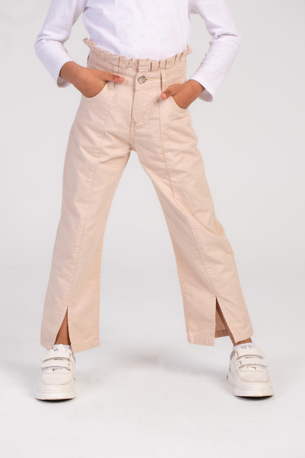 Girl's Used Details Wide Leg Style Gabardines Pants From Casual Outings