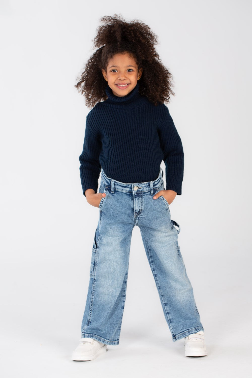 Girl's Used Details Wide Leg Style Jeans Pants With Unique Cut