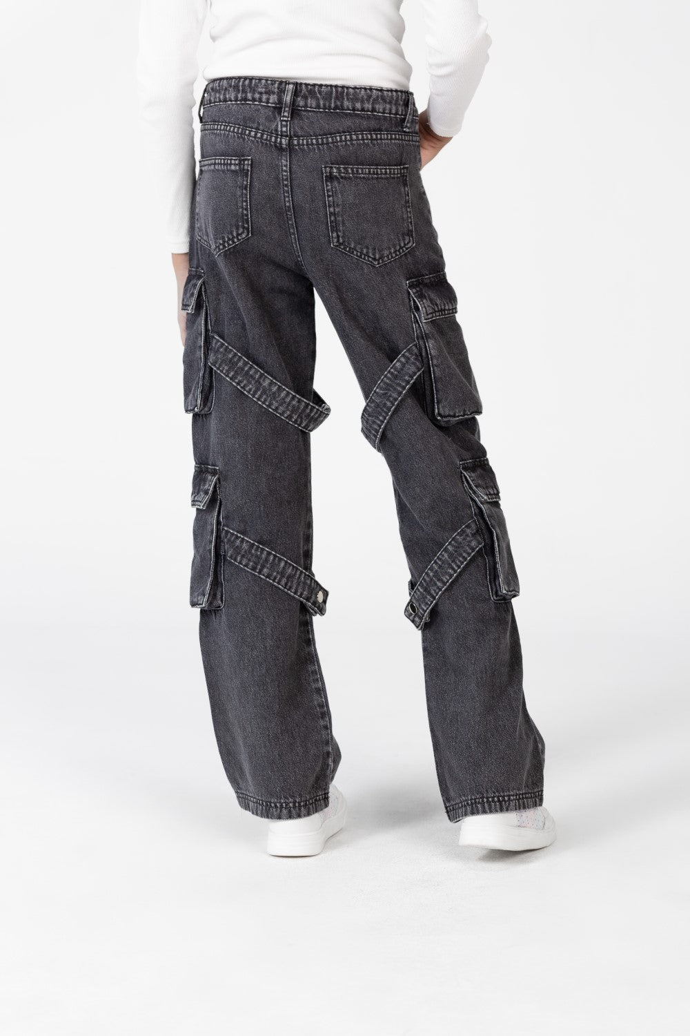 Girl's Slouchy Cargo Jeans Pants With A Unique Cut