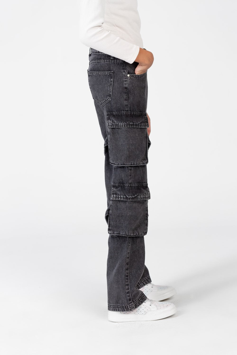 Girl's Slouchy Cargo Jeans Pants With A Unique Cut