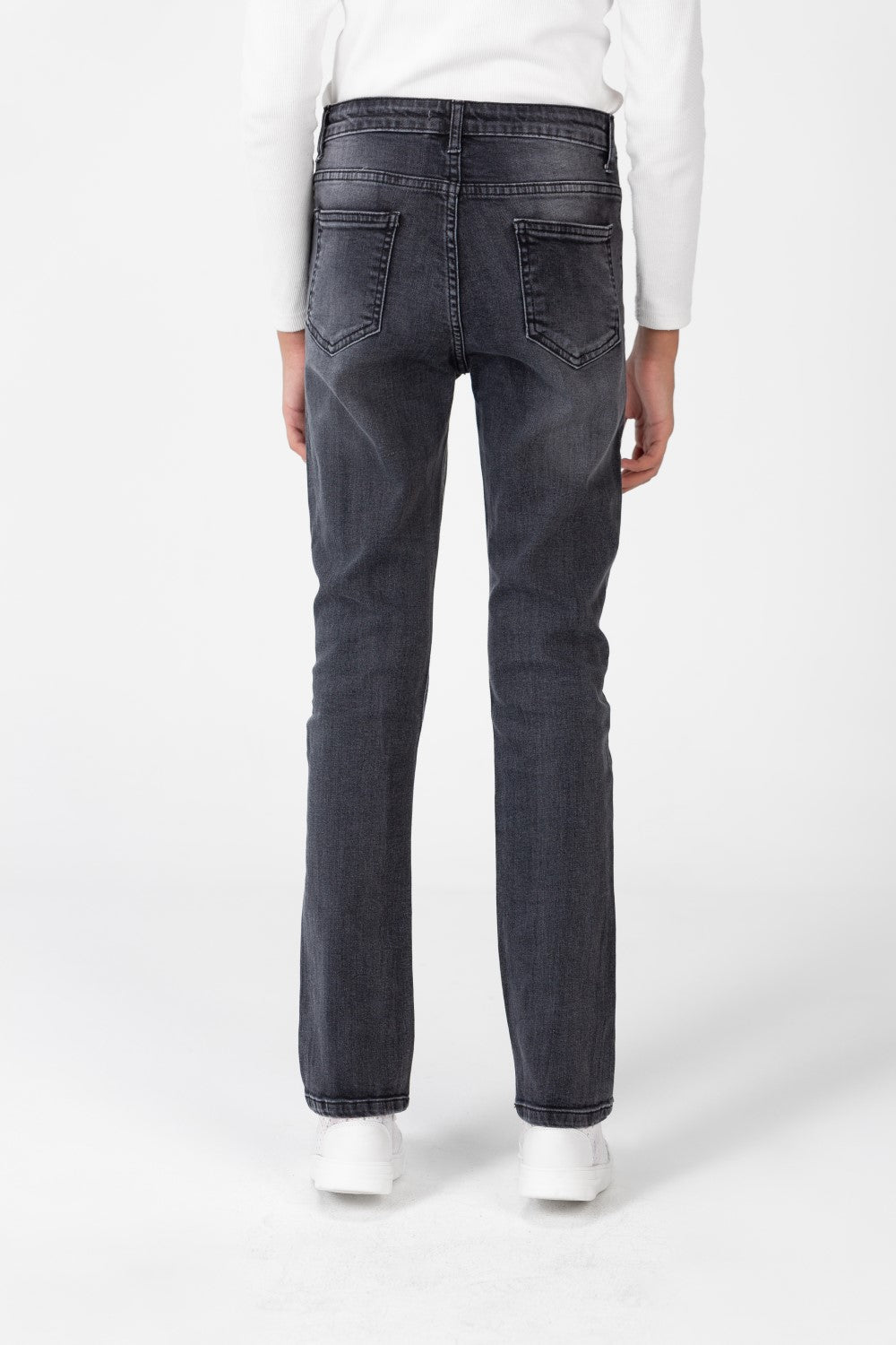 Girl's Plain Jeans Pants With Basic Details