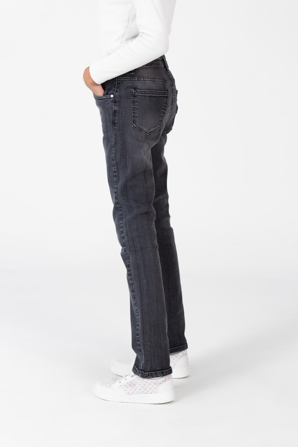 Girl's Plain Jeans Pants With Basic Details