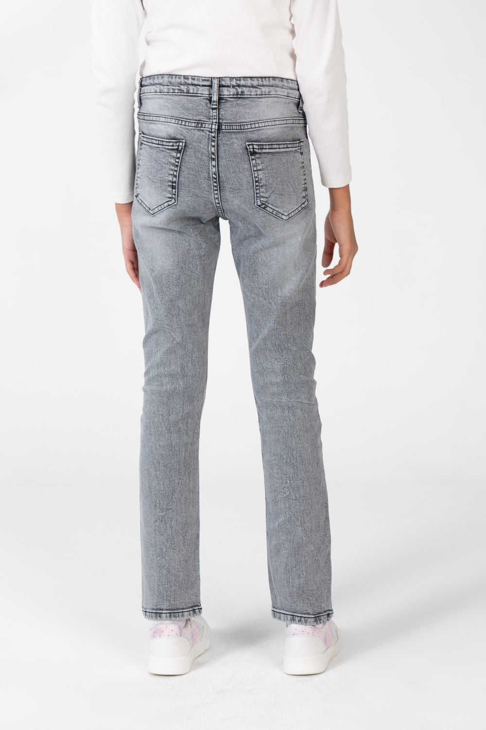 Girl's Plain Jeans Pants With Basic Details