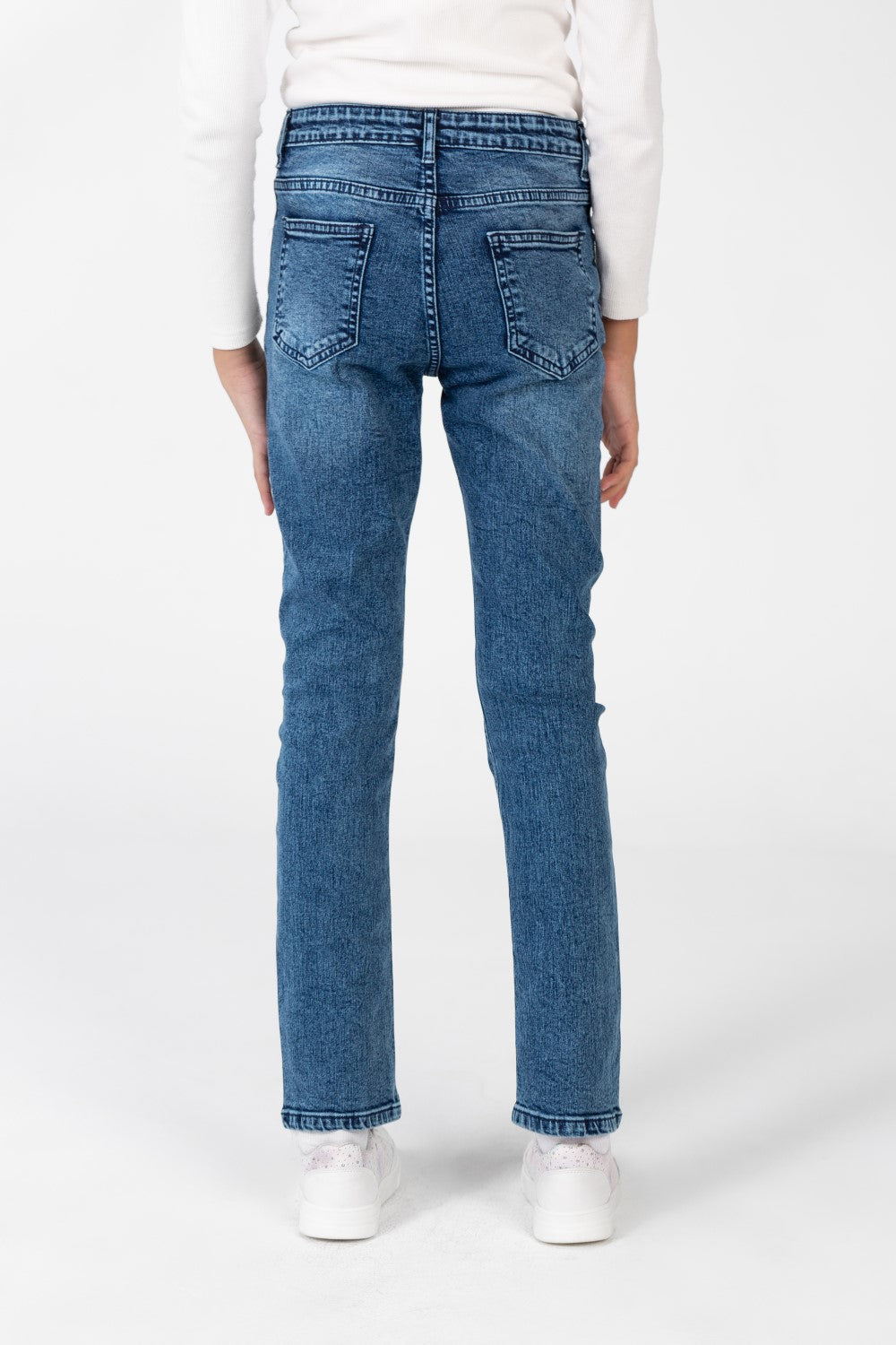 Girl's Plain Jeans Pants With Basic Details