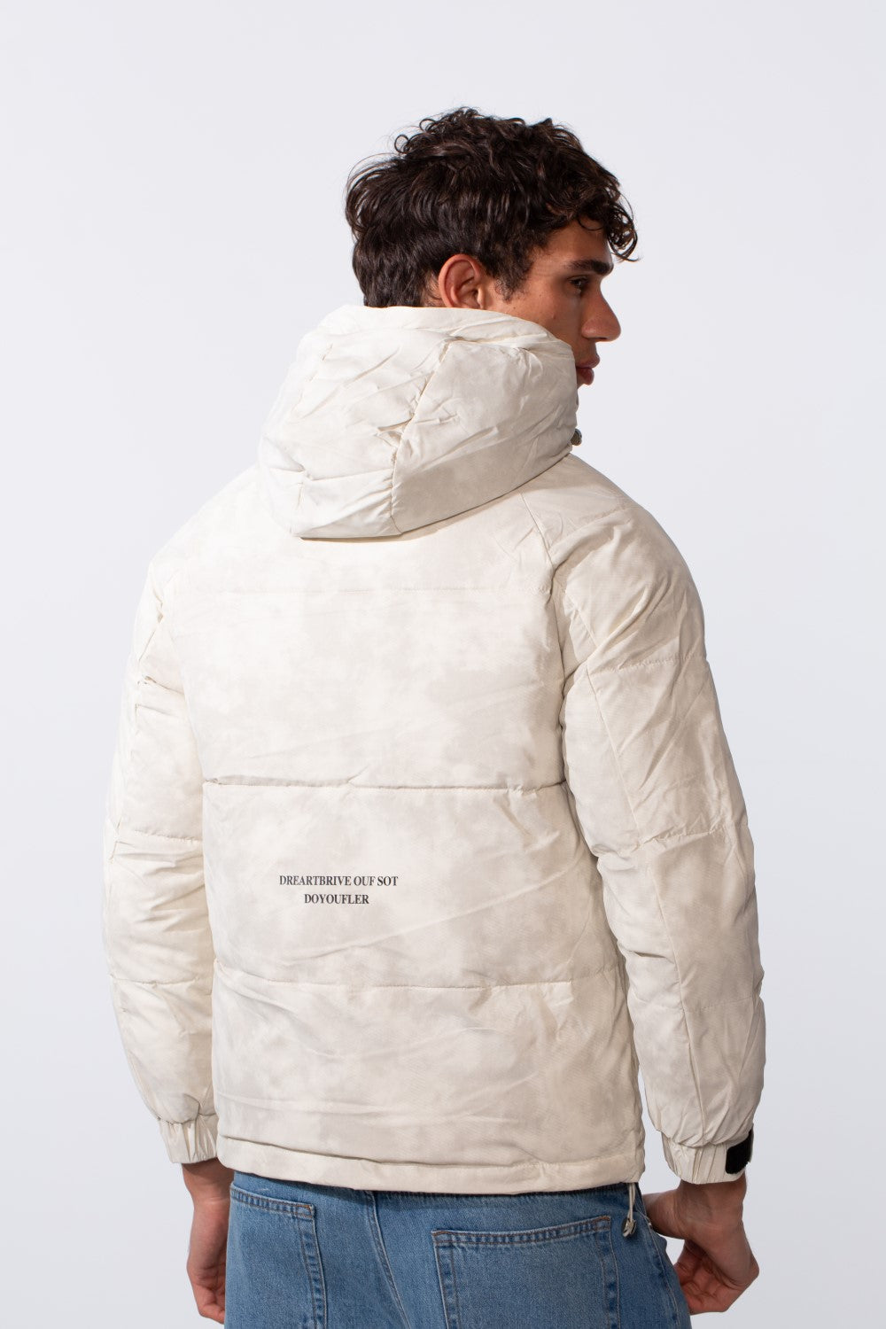 Men's Waterproof Textured Fabric Zipper Hood Jacket