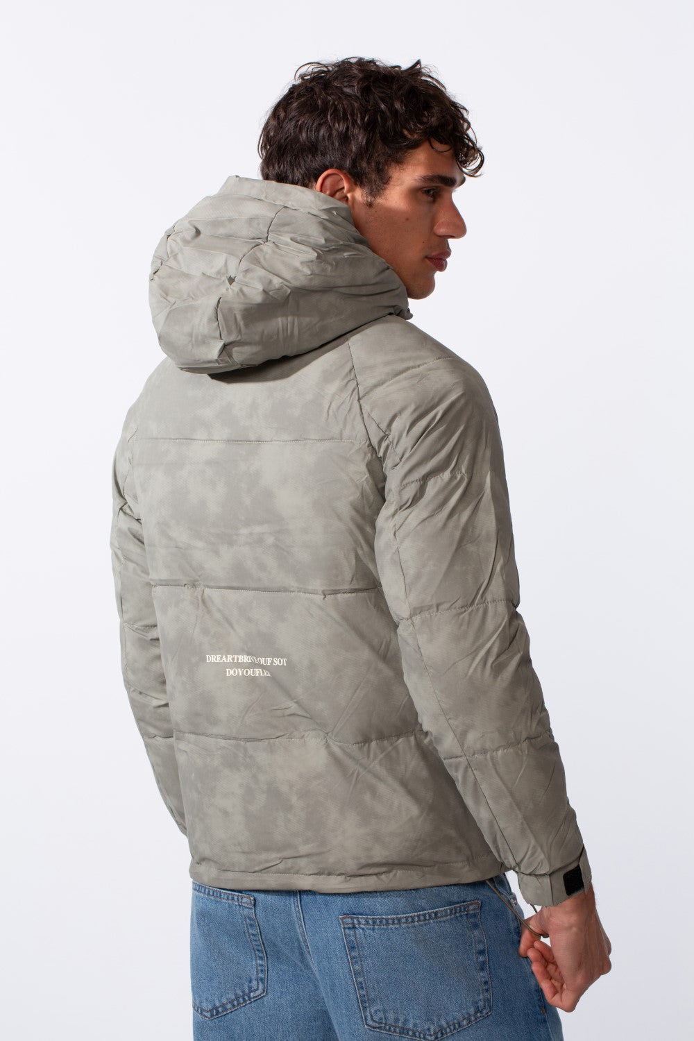 Men's Waterproof Textured Fabric Zipper Hood Jacket