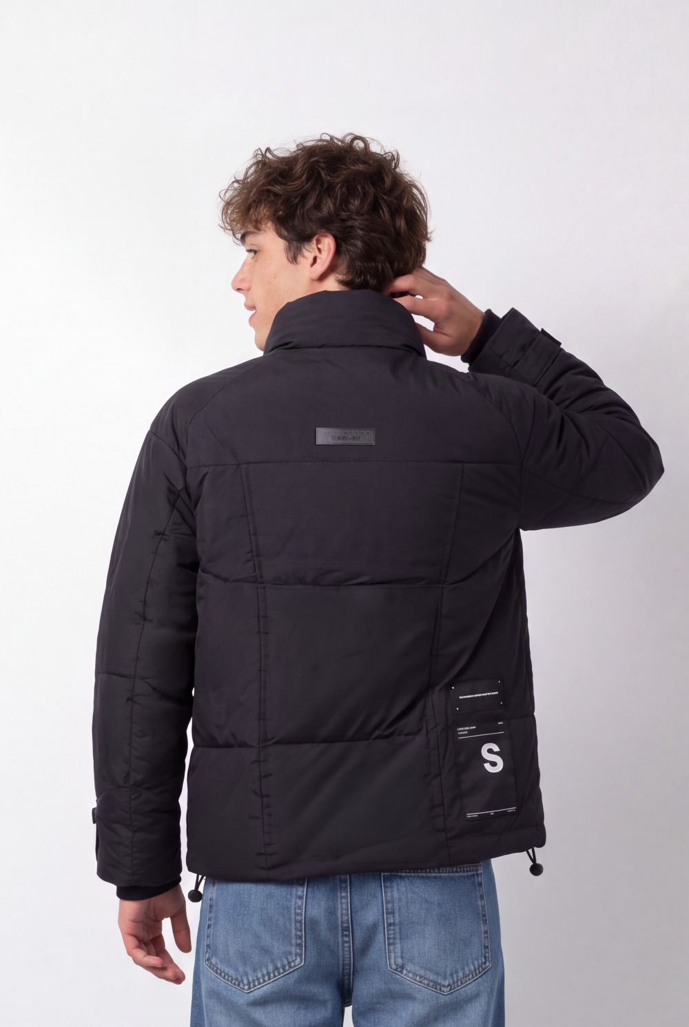 Men's Tomato Store Padded Jacket High Neck Concealed Zip Front Panel Seam Detail Waterproof