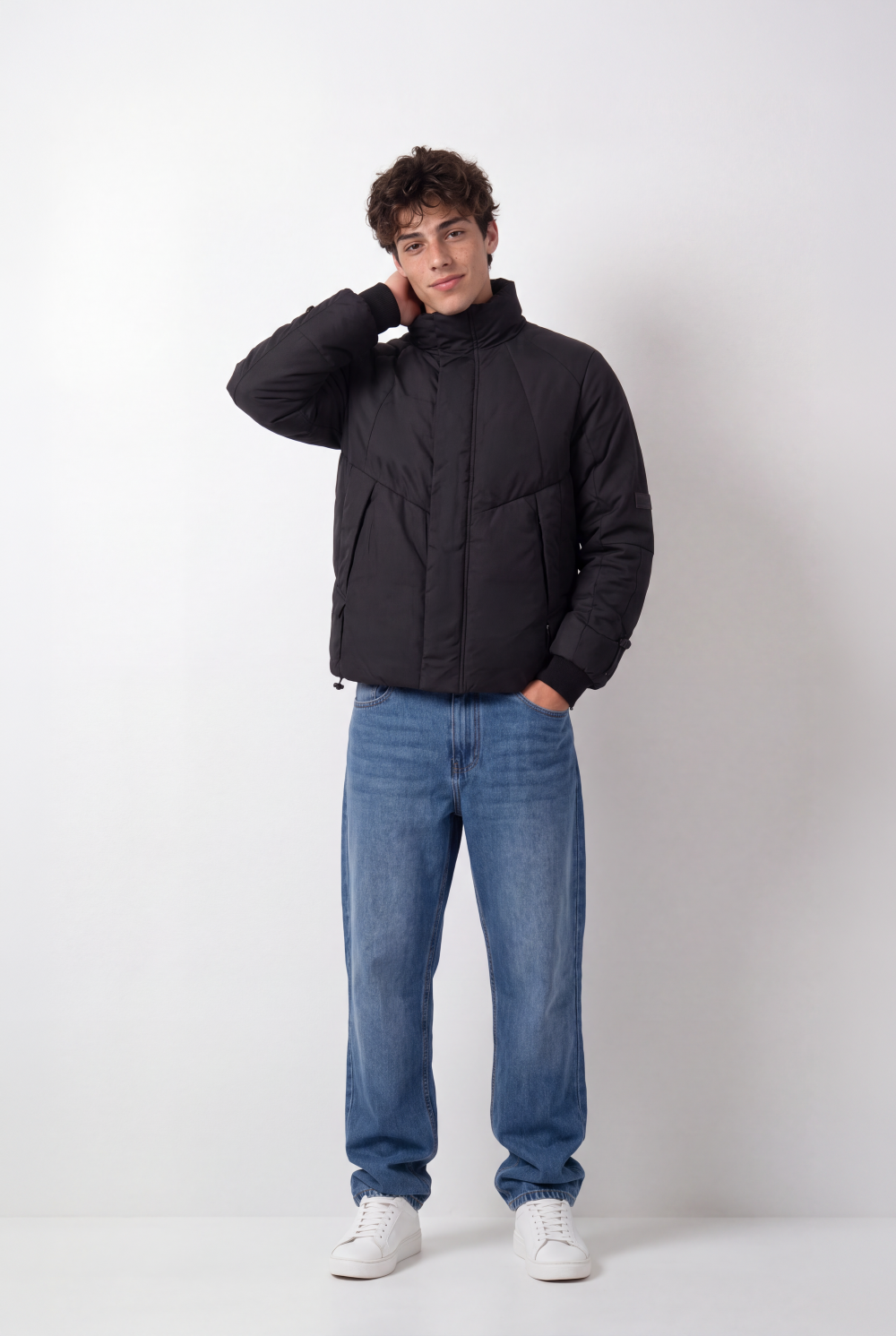 Men's Tomato Store Padded Jacket High Neck Concealed Zip Front Panel Seam Detail Waterproof