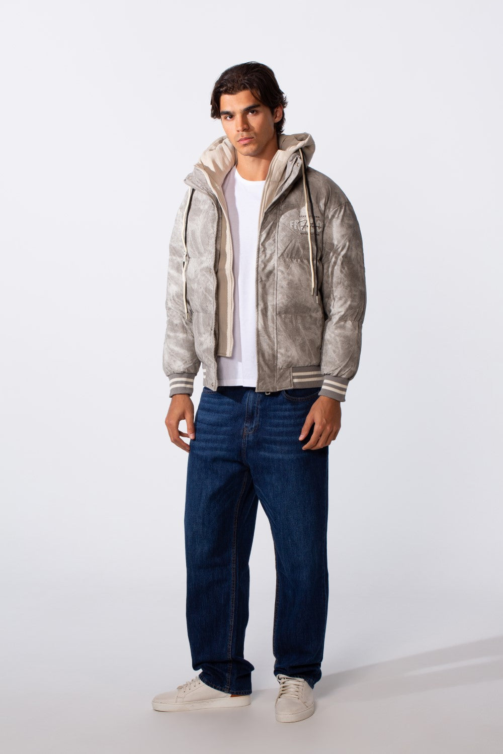 Men's Printed 2-Layer Look Waterproof Jacket