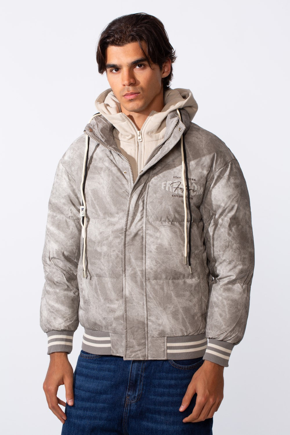 Men's Printed 2-Layer Look Waterproof Jacket